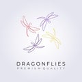 Colorful dragonflies Logo vector Illustration design