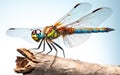 A colorful dragonfly perched on a twig wings glistening -Generative Ai