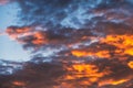 Colorful dramatic cirrus cloud and sky at the sunset