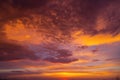 colorful dramatic red orange sunset dawn cloudy sky Royalty Free Stock Photo