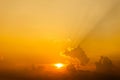 Colorful dramatic sky with cloud at sunset