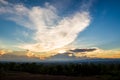 .colorful dramatic sky with cloud at sunset