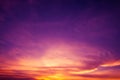 Colorful dramatic sky with cloud at sunset