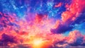 colorful dramatic sky with cloud at sunset, nature abstract background