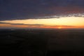 Colorful dramatic sky with cloud at sunset over fields near Kyiv, Ukraine Royalty Free Stock Photo