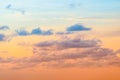 Colorful dramatic sky with clouds at sunset. Cloudy orange and blue colored sky with in sunrise Royalty Free Stock Photo