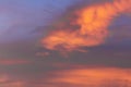 Colorful dramatic sky at sunset with pasted clouds late at night Royalty Free Stock Photo