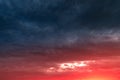 dramatic sunset with red tinted clouds. Sky Background or texture Royalty Free Stock Photo