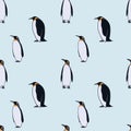 Colorful Drawing Arctic Fauna Seamless Pattern