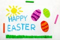 Drawing: Beautiful Easter card with easter eggs