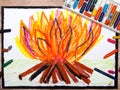 Colorful drawing: campfire