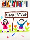 Colorful drawing: German Children`s day card Royalty Free Stock Photo