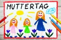 German Mother`s Day card with words: Mother`s day