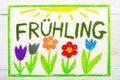 Colorful drawing: German words FrÃÂ¼hling Spring