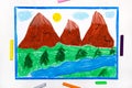 Drawing: landscape with beautiful mountains