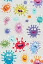 Colorful drawing of many different types of bacteria Royalty Free Stock Photo