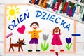 Colorful drawing: Polish Children`s day Royalty Free Stock Photo