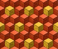 Colorful drawing styled cubes pattern