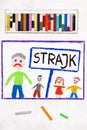 Drawing: Teachers strike in Poland.