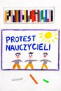 Colorful drawing: Teachers strike in Poland.