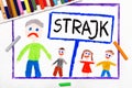 Colorful drawing: Teachers strike in Poland.