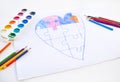 Colorful drawn heart on white background Royalty Free Stock Photo