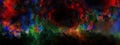 Colorful dream background black red yellow blue purple clouds with spin holographic iridescent motion blur rays magic sky or mist