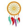 Colorful dream catcher icon, cartoon style