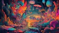 A colorful dream with surreal and psychedelic effects. AI Generated