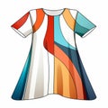 Colorful Stylized Dress: Minimalist Tunic Design Graphic