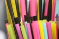 Colorful drinking straws for the color background. Abstract a colorful of plastic straws used for drinking water or soft drinks. Royalty Free Stock Photo