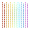 Colorful Drinking Straws Set. 3D Striped Icon Isolated In White Background. Vector illustration Royalty Free Stock Photo