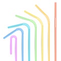 Colorful Drinking Straws Set. 3D Striped Icon Isolated In White Background. Vector illustration Royalty Free Stock Photo