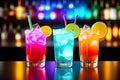 Colorful drinks on a table generated by ai