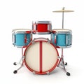 Colorful Drum Set With Red And Blue Drums On A White Background Royalty Free Stock Photo