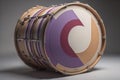 Colorful drum on a solid color background. ai generative