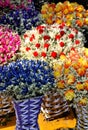Colorful dry flower and knitted vase