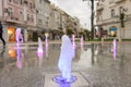 Colorful dry fountain at the street in Varna, Bulgaria.