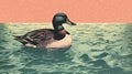 Colorful Duck Illustration With Richly Colored Skies