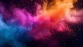 Colorful dust. An explosion of particles of bright colors. Colored background with lots of dust of different colors Royalty Free Stock Photo