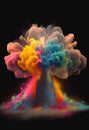 Colorful dust paint smoke mushroom cloud