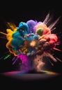 Colorful dust paint smoke mushroom cloud