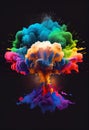 Colorful dust paint smoke mushroom cloud