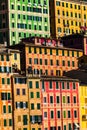 Colorful dwellings. Full background with multicolored buildings