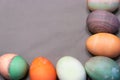 Colorful dyed easter eggs aranged into a square Royalty Free Stock Photo