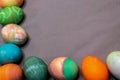 Colorful dyed easter eggs aranged into a square Royalty Free Stock Photo