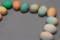 Colorful dyed easter eggs aranged into a square Royalty Free Stock Photo