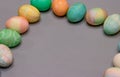 Colorful dyed easter eggs aranged into a square Royalty Free Stock Photo