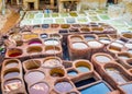 Colorful dyes in Chouara Tannery, Fez, Morocco Royalty Free Stock Photo