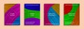 Colorful dynamic backgrounds for cover design. Trendy labels for beautiful packaging. Bright saturated brochure templates